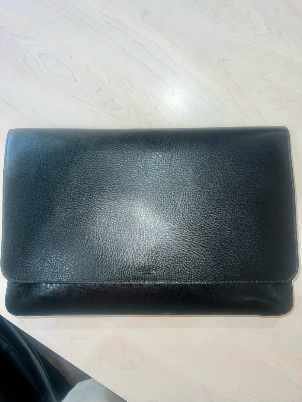 Calvin Klein Collection Oversized Clutch Portfolio Laptop Black Saffiano Leather